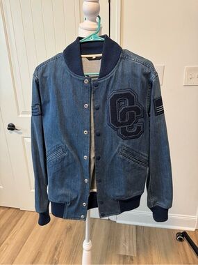 Opening Ceremony Navy Denim Varsity Bomber Jacket
